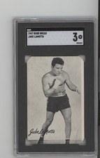 1947 Bond Bread Clipped Corner White Back Boxer Card Jake Lamotta SGC VG 3