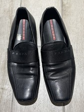 prada black leather loafers mens