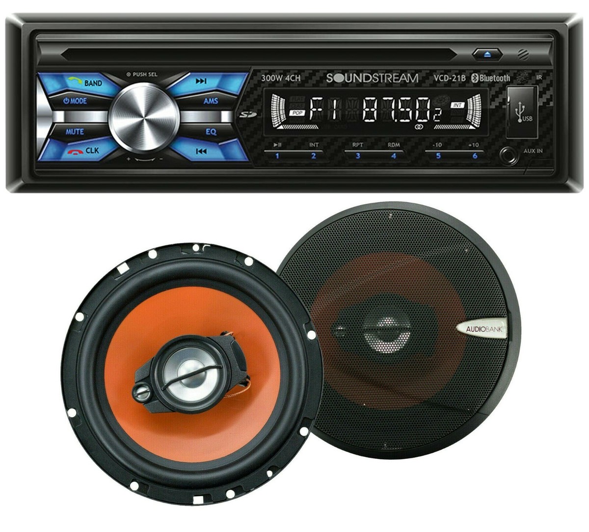 Soundstream VCD-21B 1-DIN CD Player Receiver+ 2x Audiobank AB-674
