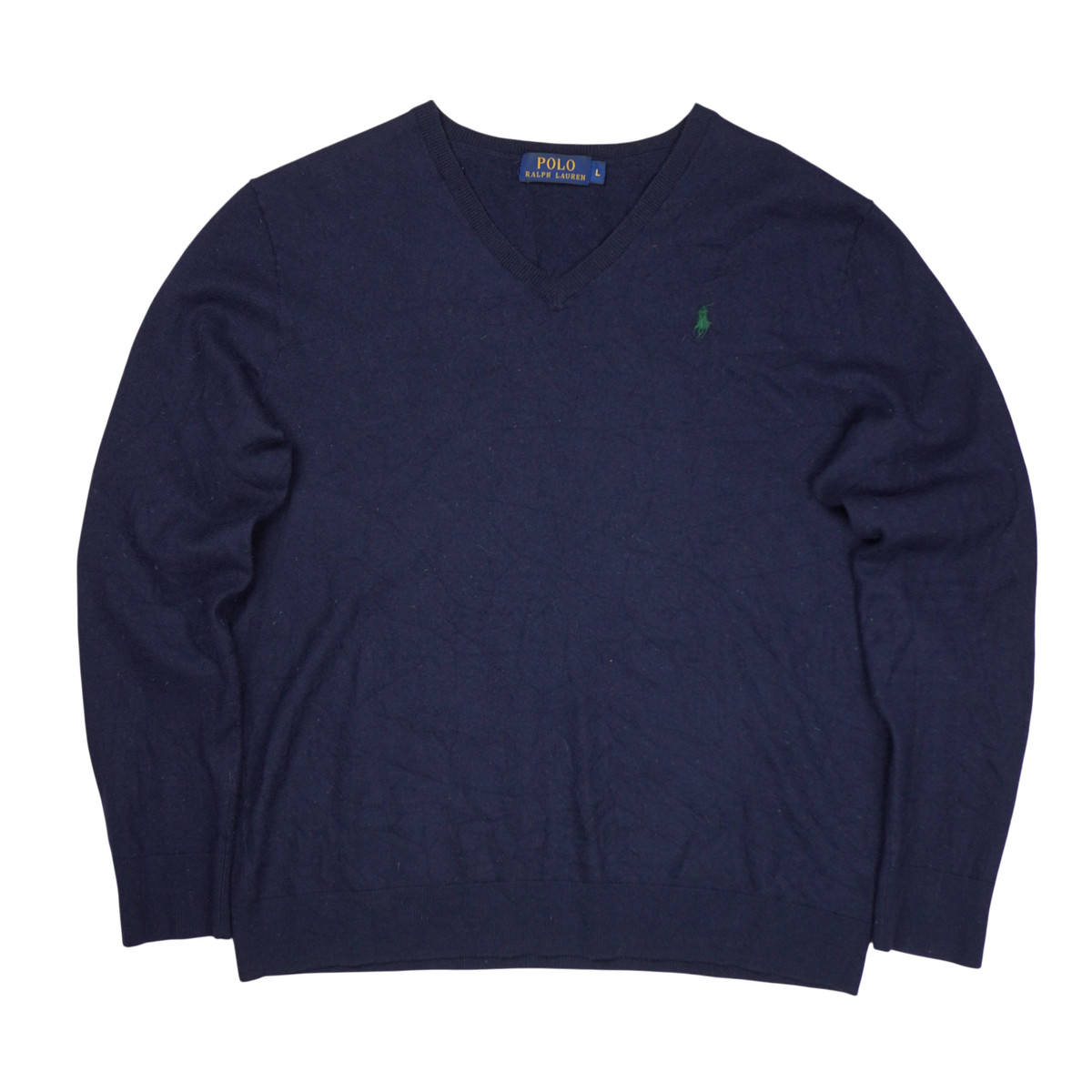 Polo Ralph Lauren Men's Merino Wool V-Neck Jumper L Navy