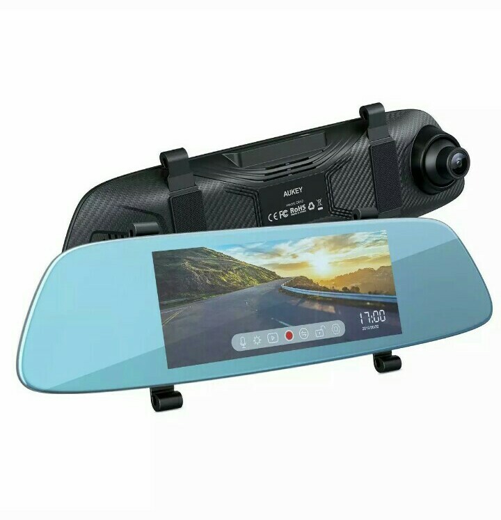 アクセサリー AUKEY mirror dash camera AUKEY Mirror Dash Cam 6.8 inches LCD Touchscreen Car Camera