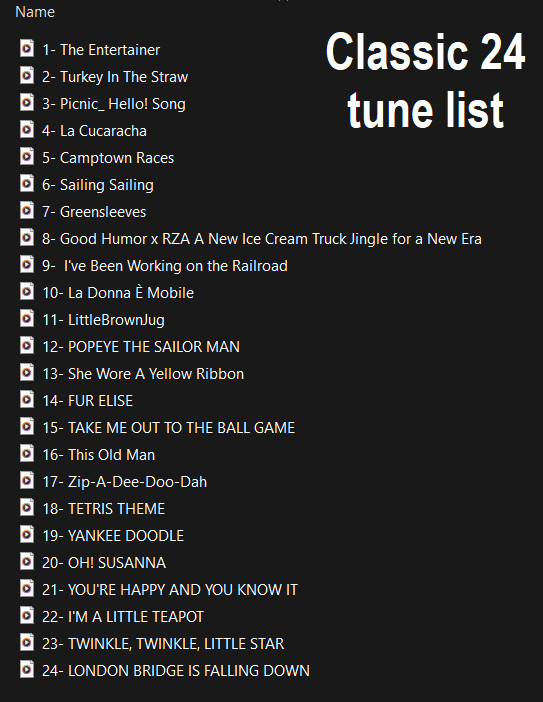 ICE CREAM TRUCK MUSIC BOX - CLASSIC 24 - WITH 24 POPULAR ICE CREAM TUNES