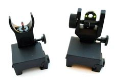 Fiber Optic Gun Sight Back up Iron Sights 2 Piece Front and Rear Flip Up