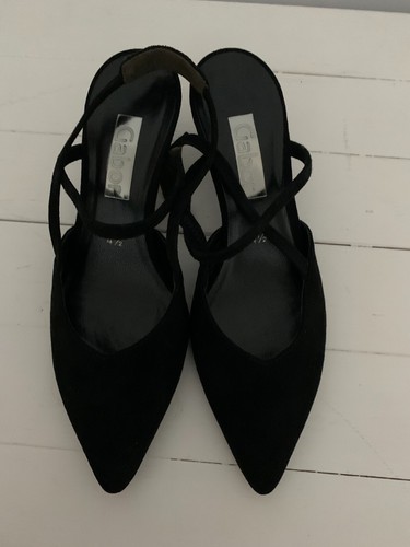 GABOR BLACK KITTEN HEEL SUEDE SLINGBACK SHOES/SANDALS UK 4.5 - Picture 2 of 8