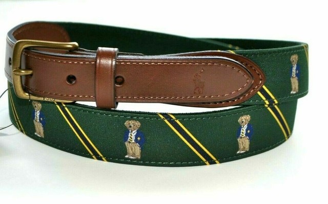 RALPH LAUREN Polo Bear Needlepoint BELT Leather Men's Size 40 Green | eBay