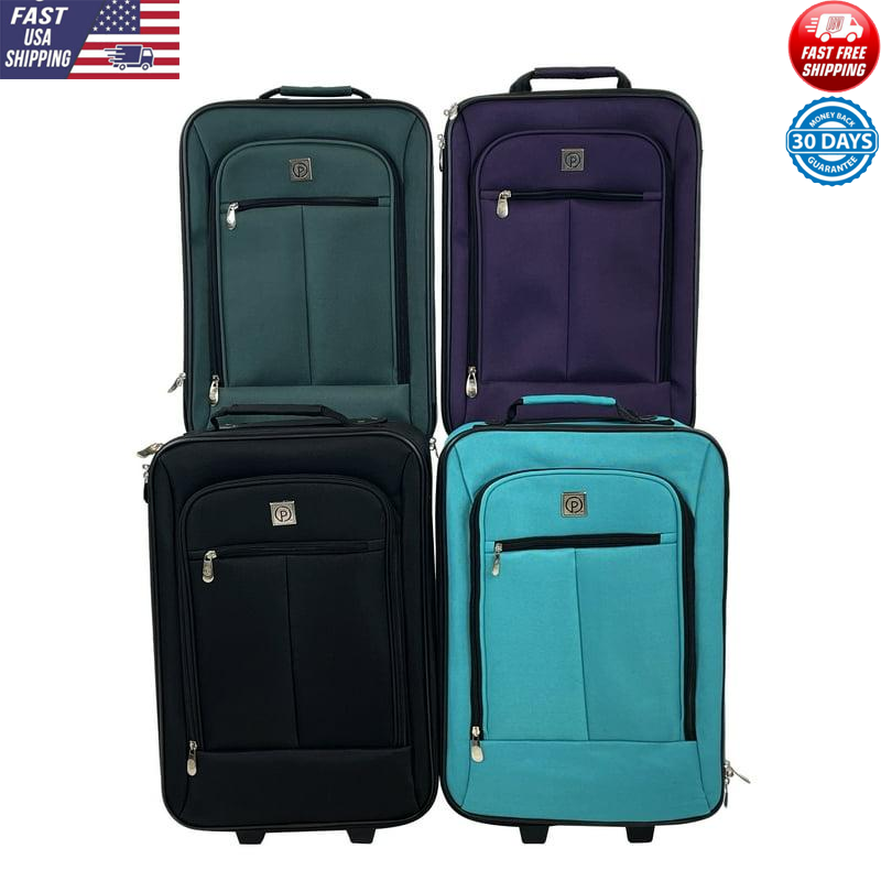 Softside Carry-on Luggage 18 In Inline Skate Wheels Telescopic Handle Black Bag-image