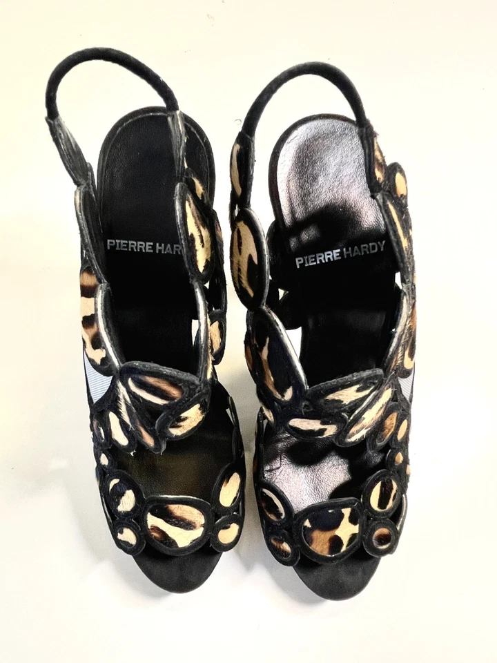 Sandalias Pierre Hardy Leopardo Y Gamuza Negra Tacón Alto con Caja 37.5 Foto 4 de 4