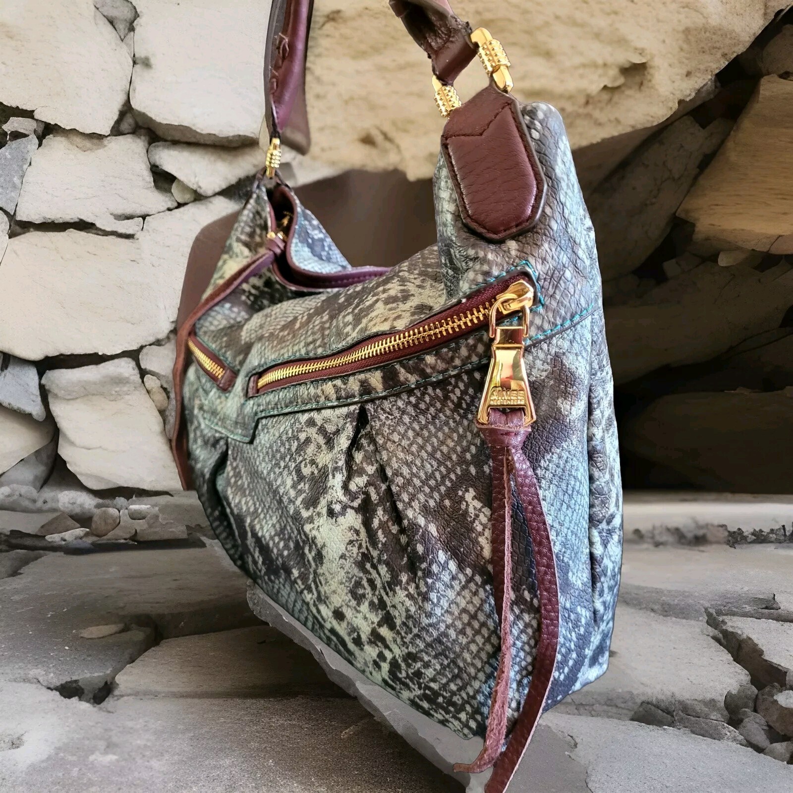 Aimee Kestenberg Python Snakeskin Leather Shoulde… - image 2