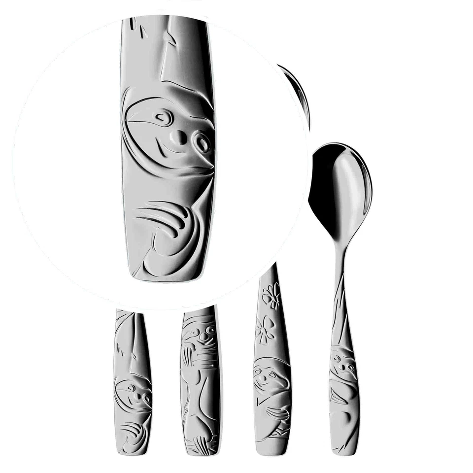 Faultier Kinderbesteck Set 4-teilig Kinderbesteck Edelstahl Besteck Kinder ab... - Bild 2 von 2