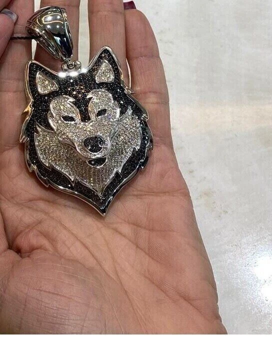 White gold on sale wolf pendant