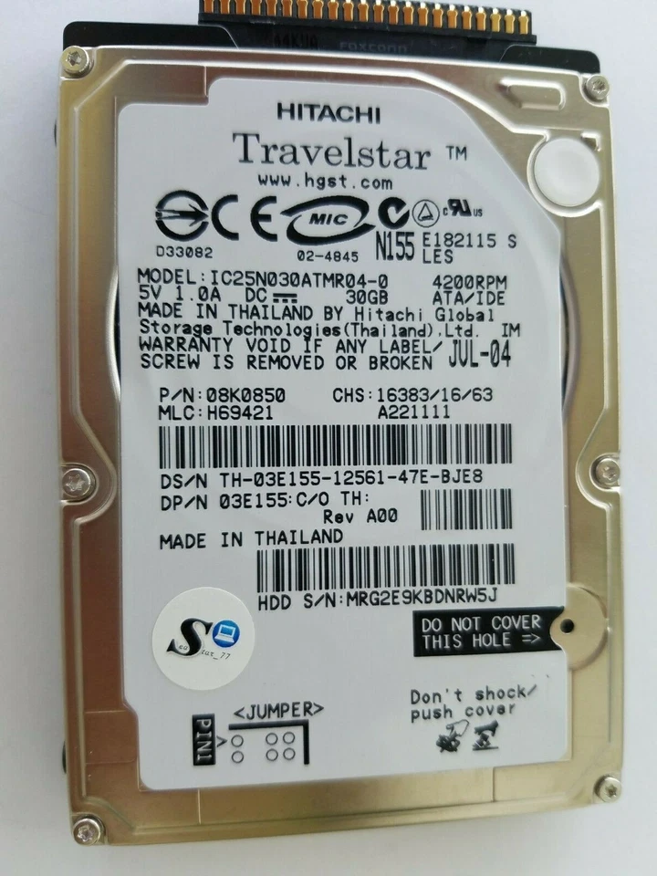 Ref - 3E155 - Genuine OEM Dell 30GB 4200RPM 9.5MM 2.5" Hard Drive Laptop (194-2) - Image 3 of 3