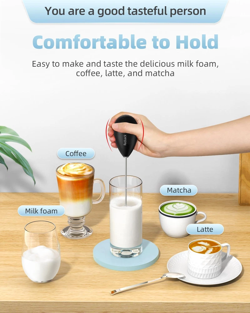 Milk Frother Handheld with Case,USB C Rechargeable Frother Wand for Coffee, P...