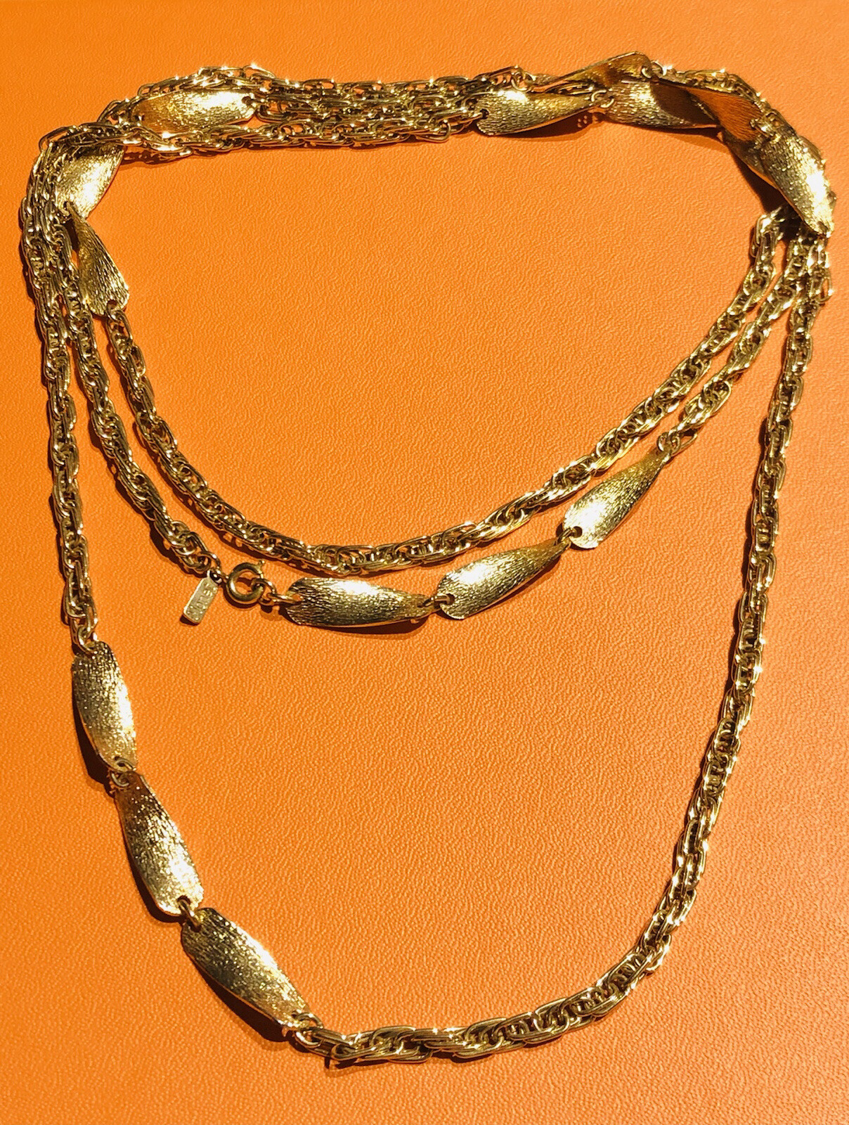 Vintage Gold Plated Chain Necklace Gem