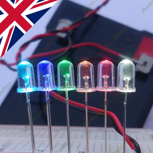 10 pièces, 12 V, 5 mm, LED transparentes avec résistance intégrée ; choisissez la couleur