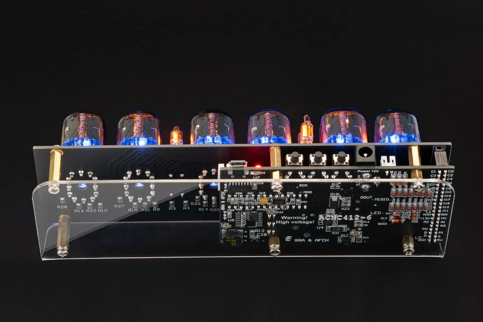 IN-12 KIT Nixie Tube Clock GOLD Acrylic Stand Temp F/C[WITH OPTIONS] BLACK BOARD - Image 4 of 4