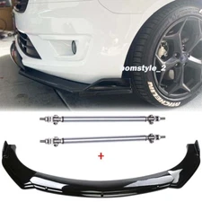 Glossy Front Bumper Lip Spoiler Splitter + Strut Rods For Kia Sedona 2002-2021