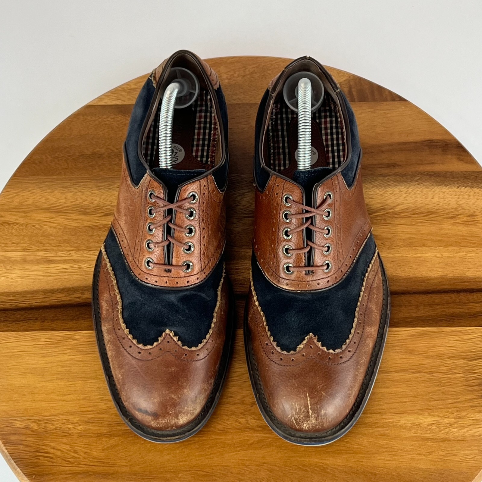 SAOLA Scarpe derby eleganti da uomo Johnston & Murphy a coda di rondine brogue marrone blu taglia 9 5 M