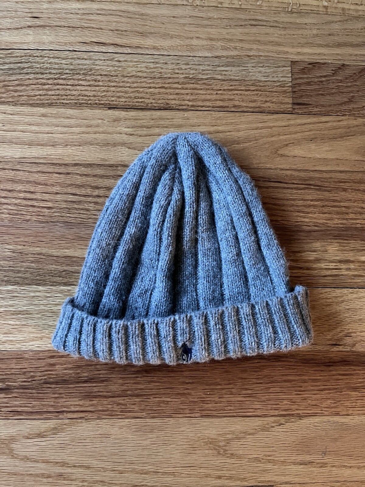 Cappello berretto Polo Ralph Lauren classico misto lana agnello grigio con logo blu pony OS