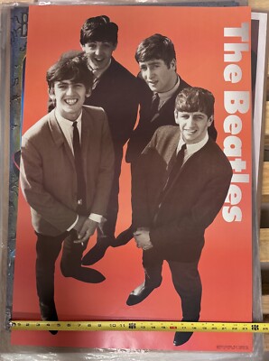 The Beatles vintage deadstock UK poster 90s orange background