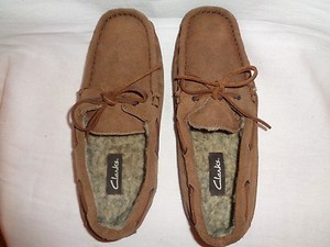 clarks suede men's moccasin slippers