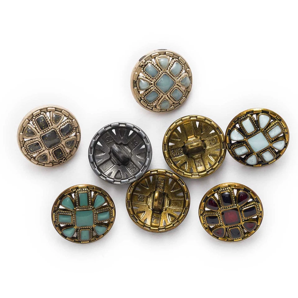 5pcs Retro Enamel Metal buttons Sewing Scrapbook Crafts Handwork Clothing 18mm - Image 2 of 3