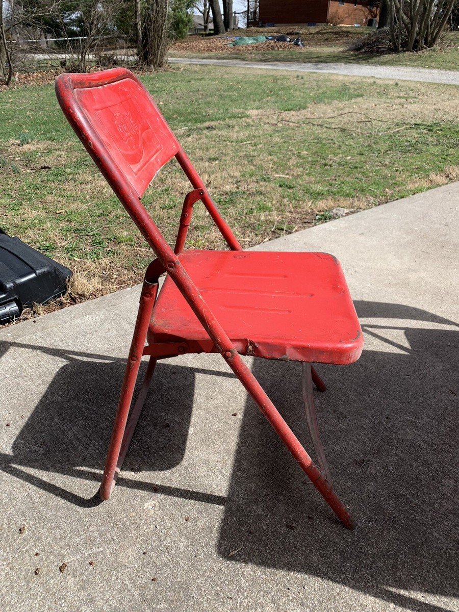 Vintage 1950's Coca Cola Metal W/Porcelain Top Folding Table