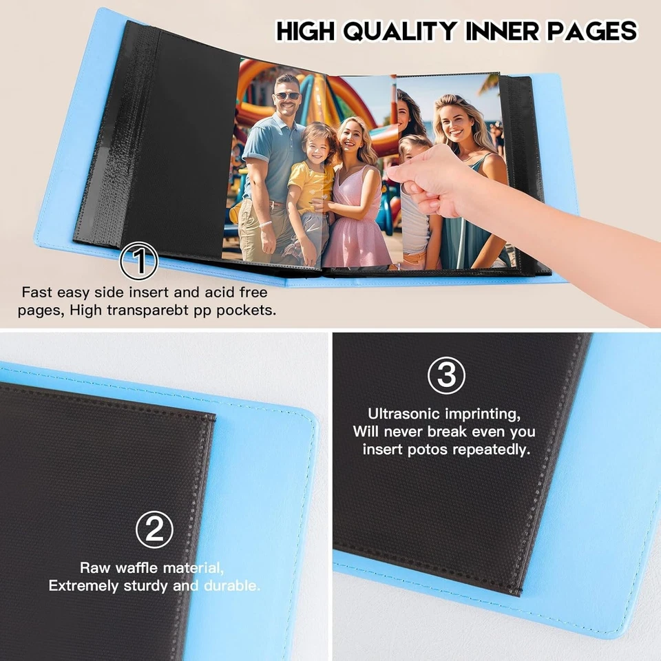 Álbum de fotos de cuero 8x10, 168 bolsillos para recuerdos de familia y boda Foto 2 de 4