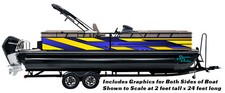Blue Yellow Angled 3D Shapes Graphic Wrap Decal Vinyl Bass Fishing Pontoon Boat