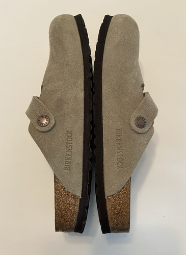 NWOT BIRKENSTOCK BOSTON SOFT FOOTBED WOMEN'S CLOG TAUPE SUEDE SIZE 7-7.5US/ 38EU - Afbeelding 10 van 12