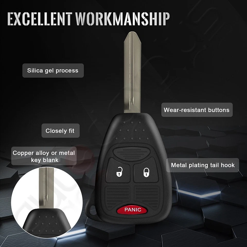 2 Llavero de coche remoto para Dodge Durango Nitro 2004 2005 2006 2007-2010 botones Foto 4 de 4