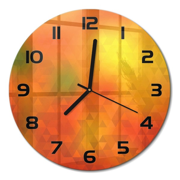 Glasuhr Wanduhr Mit Leisem Uhrwerk Abstrakte Dreiecke Schwarze Zeiger Fi30 Cm-image