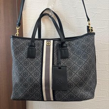 Tory Burch Gemini Link Small PVC Leather Black Tote Bag 2Way Crossbody