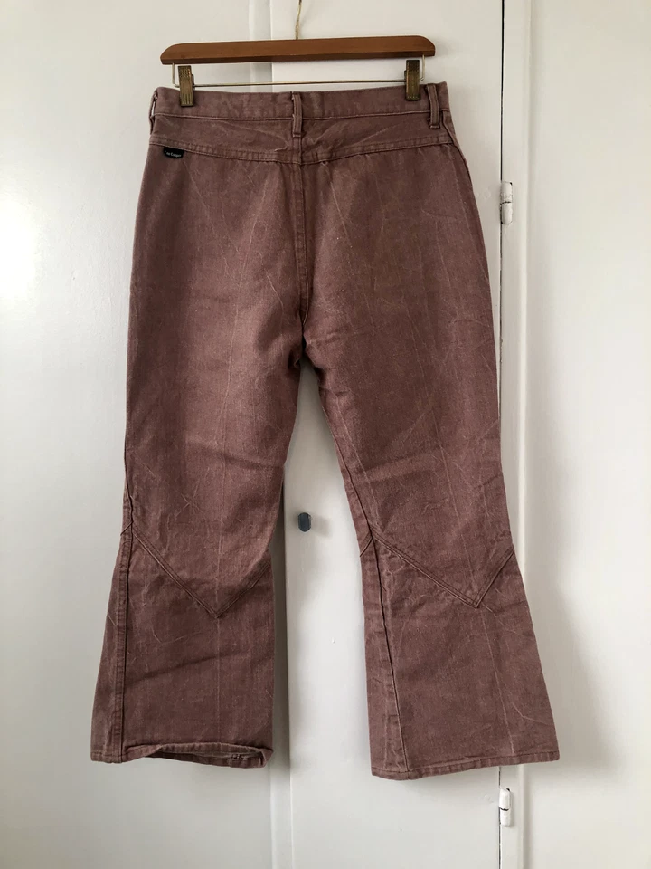 Jeans recortados vintage Lee Cooper color óxido con parte inferior campana con bolsillos de parche Foto 4 de 4