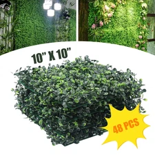 48X Artificial Boxwood Hedges 10X10In PE Plant Flower Wall for Yard, Garden, Ind