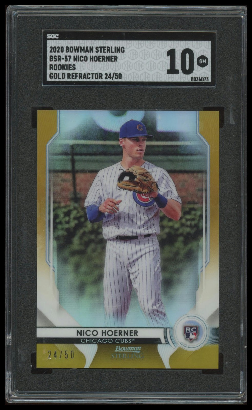 2020 Bowman Sterling #BSR-57 Nico Hoerner Gold SGC 10 #/50 RC Rookie Cubs