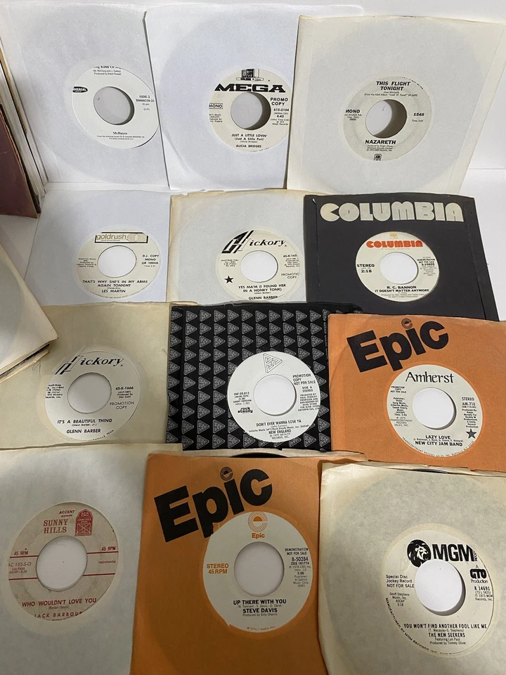 Lot of 60 + DJ Promo 45 RPM Records 50s 60s to 80s Rock Soul Pop VG Vinyl - Image 4 of 4