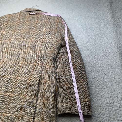 Harris Tweed Sport Coat Mens 38 Short Brown Herringbone Pure Wool Blazer Jacket - Picture 14 of 16
