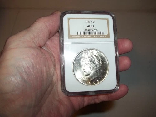 Vintage Antique 1923 NGC MS64 Peace Dollar 90% Silver nice features (016) L@@K