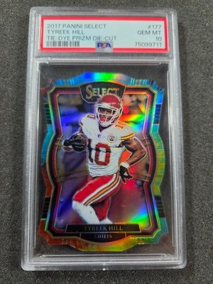 🌟 2017 Panini Select Tyreek Hill #177 Tie-Dye Prizm Die-Cut #/25 PSA 10