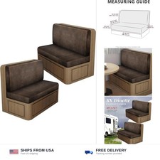 Leather Look RV Dinette Cushion Covers, Stretch Camper Cushion Slipcovers for...