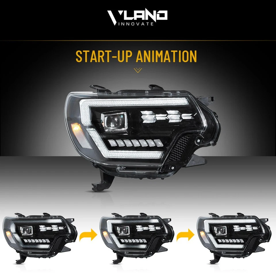 Par de faros proyectores VLAND FULL LED secuenciales para Toyota Tacoma 2012-2015 Foto 4 de 4