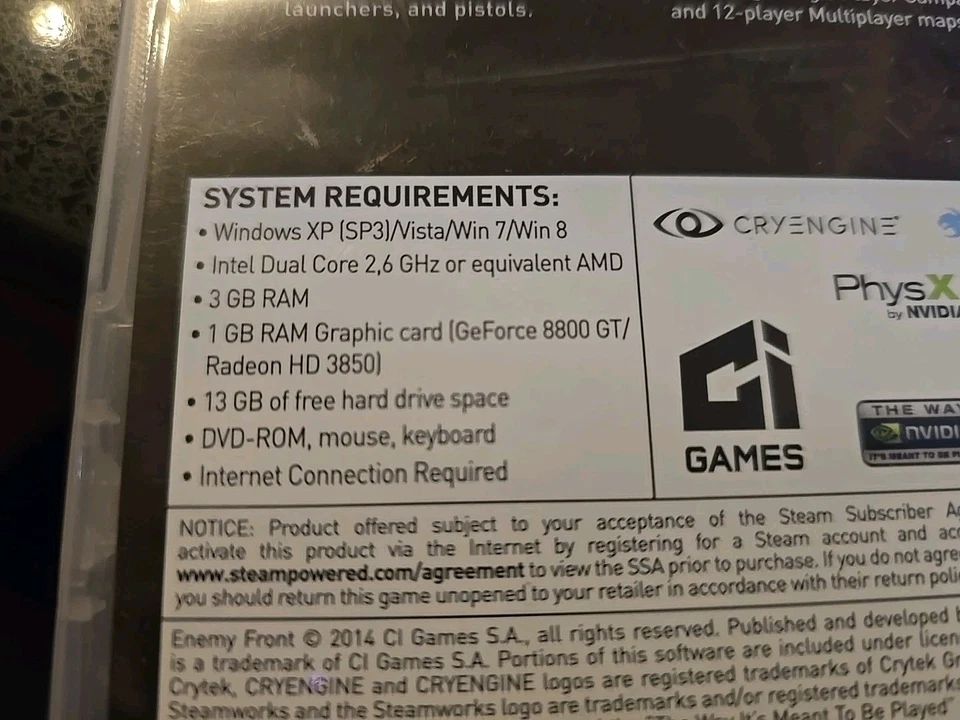 Enemy Front - Limited Edition (PC, 2014) With Manual VGC - Image 3 of 3