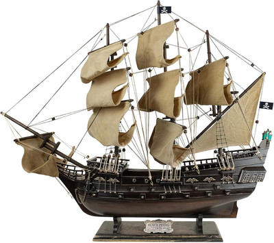 SAILINGSTORY Wooden Pirate Ship Model Black Pearl 27'' Beige Sails
