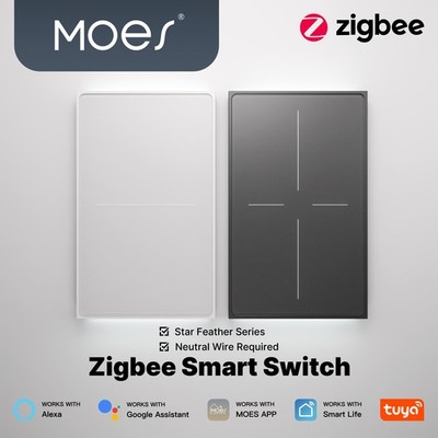 MOES ZigBee Smart Wall Light Switch Full Touch Anti-Glare Panel Alexa Google App