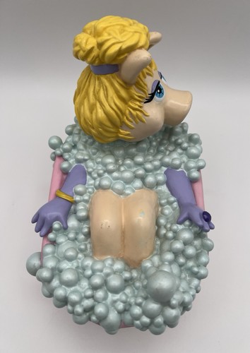 Vintage Jim Henson's Miss Piggy Taking Bubble Bath Vinyl Piggy Bank by Applause - Picture 5 of 14