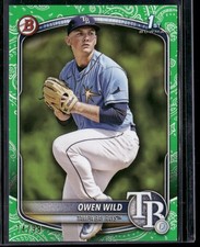 2025 Bowman OWEN WILD 1st Prospect Green Pattern Parallel /99 Rookie RC