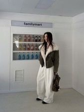 Women  s Wide Leg Fleece Pants Oversized Winter Joggers Korean Style