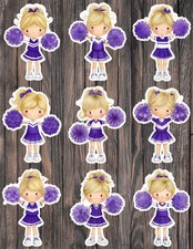 Cheerleader in Purple Die Cut Vinyl Stickers Scrapbooking Laptop Waterbottle