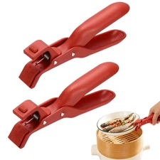 2Pcs Hot Plate Grippers, Silicone Anti Scald Bowl Holder Clip for Cooking, Red