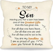 To My Son Gift for Boy Decorative Throw Pillow Cover Gift for Sons Christmas Bir